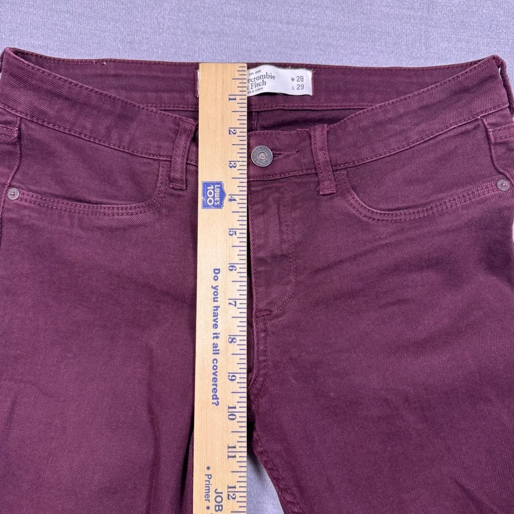 Abercrombie Fitch Purple Maroon Skinny Jeans Women's Size 6R Waist 28 Length 29 - Picture 8 of 11